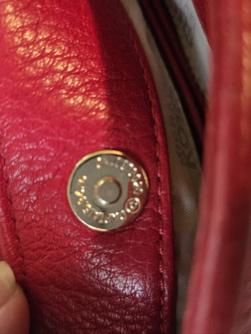 Michael Kors Fulton Red Pebbled Leather Crossbody Bag